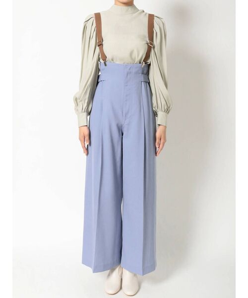 MERCURYDUO（マーキュリーデュオ）の「サスペンダー付ハイウエストパンツ（その他パンツ・レディース・ブルー/アイボリー/ミント・SMALL/MEDIUM）」の4枚目の写真