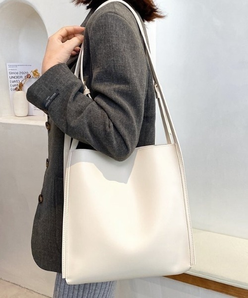 セール】【SETUP7】スクエアPUショルダートート KNF ※（トートバッグ