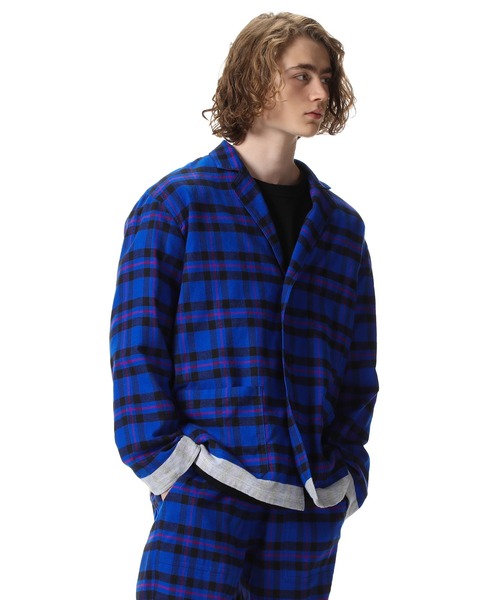 uniform experiment（ユニフォームエクスペリメント）の「LINE  FLANNEL  EASY JACKET（テーラードジャケット・メンズ・ブルー/グリーン・1/2/4/3）」の6枚目の写真
