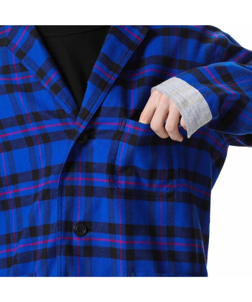 uniform experiment（ユニフォームエクスペリメント）の「LINE  FLANNEL  EASY JACKET（テーラードジャケット・メンズ・ブルー/グリーン・1/2/4/3）」の7枚目の写真