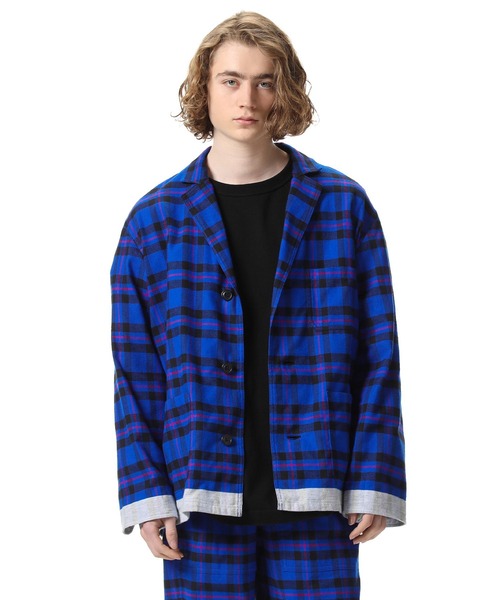 uniform experiment（ユニフォームエクスペリメント）の「LINE  FLANNEL  EASY JACKET（テーラードジャケット・メンズ・ブルー/グリーン・1/2/4/3）」の4枚目の写真