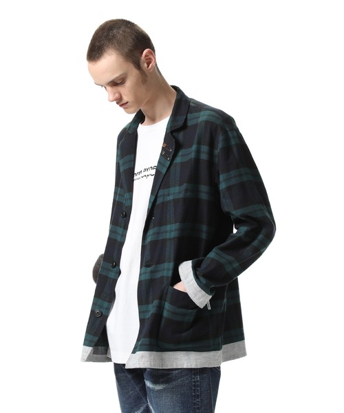 uniform experiment（ユニフォームエクスペリメント）の「LINE  FLANNEL  EASY JACKET（テーラードジャケット・メンズ・ブルー/グリーン・1/2/4/3）」の11枚目の写真