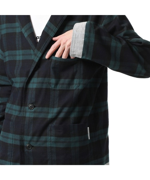uniform experiment（ユニフォームエクスペリメント）の「LINE  FLANNEL  EASY JACKET（テーラードジャケット・メンズ・ブルー/グリーン・1/2/4/3）」の13枚目の写真