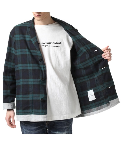 uniform experiment（ユニフォームエクスペリメント）の「LINE  FLANNEL  EASY JACKET（テーラードジャケット・メンズ・ブルー/グリーン・1/2/4/3）」の15枚目の写真