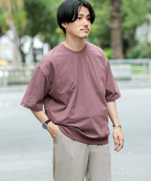 ITEMS URBANRESEARCH（アイテムズ アーバンリサーチ）の「クイックドライ クルーネックTシャツ（Tシャツ/カットソー・メンズ・ベージュ/ブラック/パープル/カーキ・MEDIUM/LARGE）」の8枚目の写真