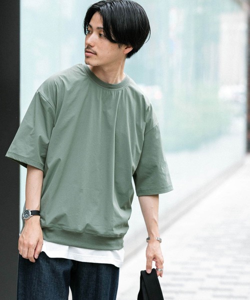 ITEMS URBANRESEARCH（アイテムズ アーバンリサーチ）の「クイックドライ クルーネックTシャツ（Tシャツ/カットソー・メンズ・ベージュ/ブラック/パープル/カーキ・MEDIUM/LARGE）」の14枚目の写真