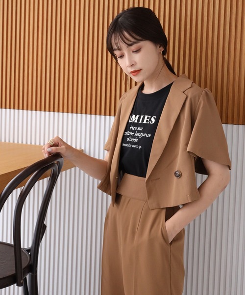 one after another NICE CLAUP(ワンアフターアナザーナイスクラップ)の「フレア袖ショートジャケット(セットアップスラックスあり)(その他アウター・レディース・ブラック/ブラウン/アイボリー/ベージュ系その他・FREE)」の21枚目の写真