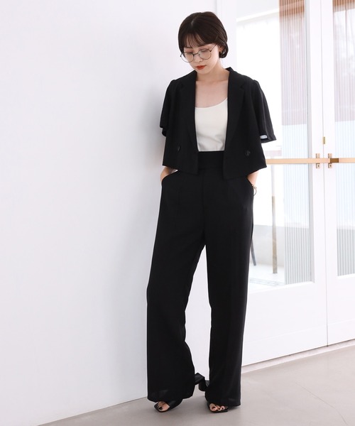 one after another NICE CLAUP(ワンアフターアナザーナイスクラップ)の「フレア袖ショートジャケット(セットアップスラックスあり)(その他アウター・レディース・ブラック/ブラウン/アイボリー/ベージュ系その他・FREE)」の14枚目の写真