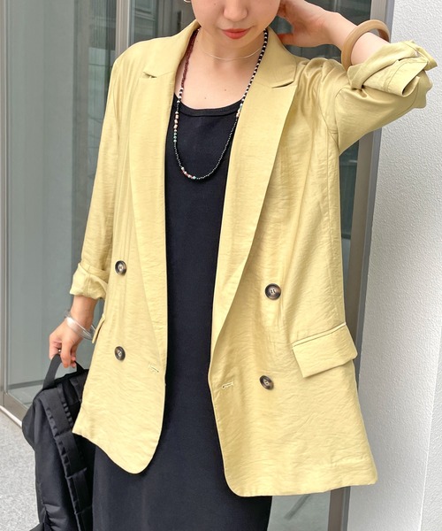 Omekashi(オメカシ)の「ダブルテーラードジャケット(テーラードジャケット・レディース・ブラック/イエロー・FREE)」の1枚目の写真