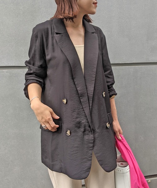 Omekashi(オメカシ)の「ダブルテーラードジャケット(テーラードジャケット・レディース・ブラック/イエロー・FREE)」の2枚目の写真