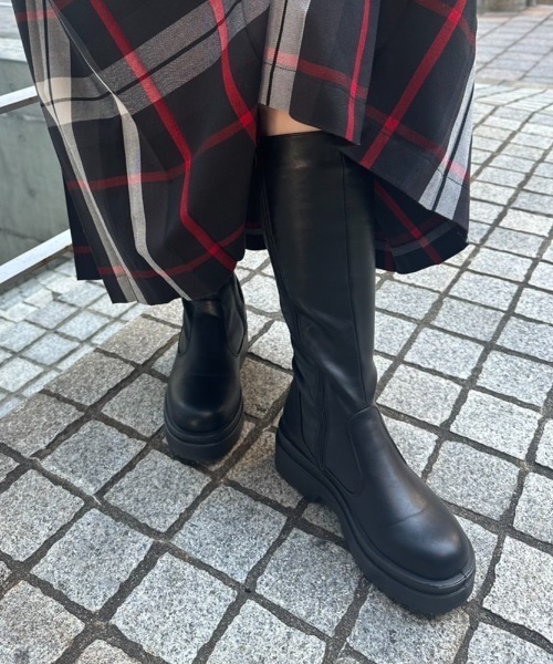 Shoes in Closet（シューズインクローゼット）の「《#極軽》軽量厚底 2段ソール プレーン ロングブーツ 2698（ブーツ・レディース・ブラック/ブラック系8/ダークブラウン系8・LL/M/L/S/3L/XS）」の13枚目の写真