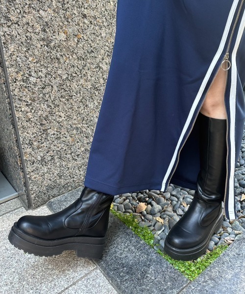 Shoes in Closet（シューズインクローゼット）の「《#極軽》軽量厚底 2段ソール プレーン ロングブーツ 2698（ブーツ・レディース・ブラック/ブラック系8/ダークブラウン系8・LL/M/L/S/3L/XS）」の12枚目の写真