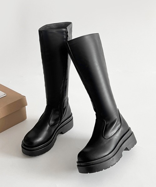 Shoes in Closet（シューズインクローゼット）の「《#極軽》軽量厚底 2段ソール プレーン ロングブーツ 2698（ブーツ・レディース・ブラック/ブラック系8/ダークブラウン系8・LL/M/L/S/3L/XS）」の20枚目の写真