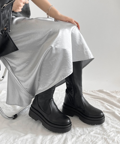 セール】【新色追加】《#極軽》軽量厚底 2段ソール プレーン ロング