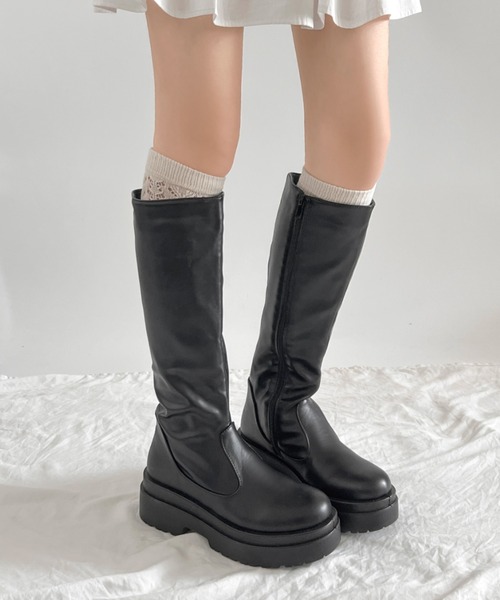 セール】【新色追加】《#極軽》軽量厚底 2段ソール プレーン ロング