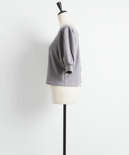 Cookie Chocolate(クッキーチョコレート)の「パフスリーブバッククロスショートプルオーバー(Tシャツ/カットソー・レディース・ブラック/サックスブルー・M)」の8枚目の写真