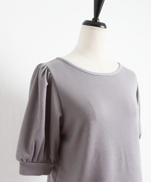 Cookie Chocolate(クッキーチョコレート)の「パフスリーブバッククロスショートプルオーバー(Tシャツ/カットソー・レディース・ブラック/サックスブルー・M)」の13枚目の写真