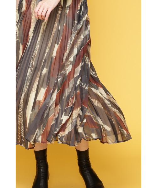 FLOML(フロム)の「【FLOML】ドローイングストライププリントスカート(スカート・レディース・ブラウン・38)」の6枚目の写真