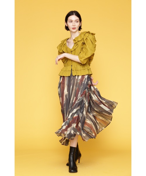 FLOML(フロム)の「【FLOML】ドローイングストライププリントスカート(スカート・レディース・ブラウン・38)」の10枚目の写真