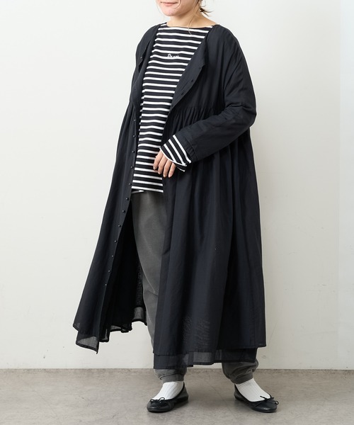 PUAL CE CIN（ピュアルセシン）の「強撚コットン2重ワンピース（ワンピース・レディース・ブラック/チャコールグレー/グレイッシュベージュ/イエロー/ピンク・FREE）」の2枚目の写真