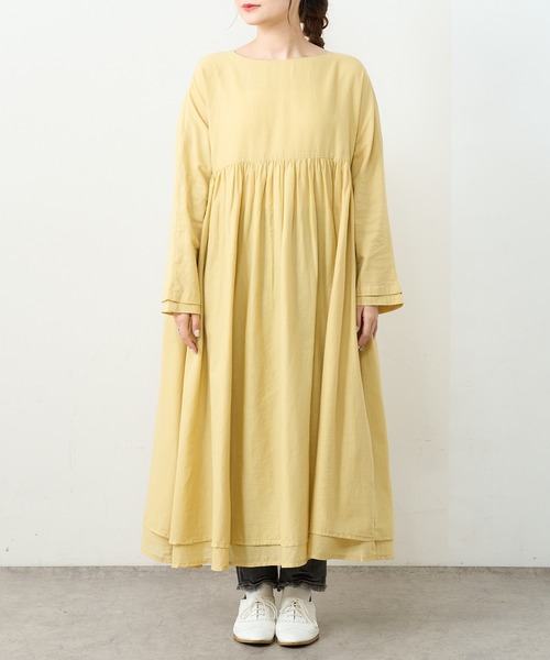 PUAL CE CIN（ピュアルセシン）の「強撚コットン2重ワンピース（ワンピース・レディース・ブラック/チャコールグレー/グレイッシュベージュ/イエロー/ピンク・FREE）」の20枚目の写真