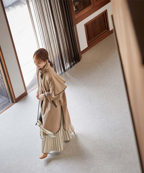 titivate（ティティベイト）の「ﾊﾟｲﾋﾟﾝｸﾞﾎﾟﾝﾁｮﾄﾚﾝﾁｺｰﾄ（トレンチコート・レディース・ベージュ/ネイビー・S/M/XS）」の6枚目の写真