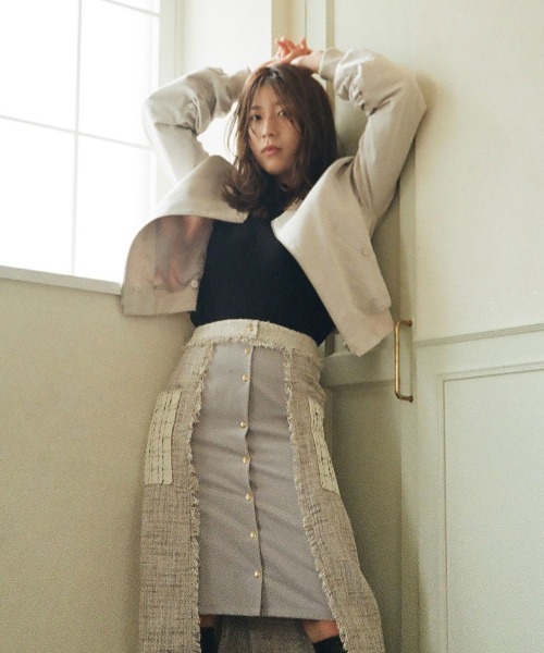 REDYAZEL(レディアゼル)の「チュールボリューム袖MA-1(ブルゾン・レディース・グリーン/ベージュ/ネイビー・FREE)」の8枚目の写真