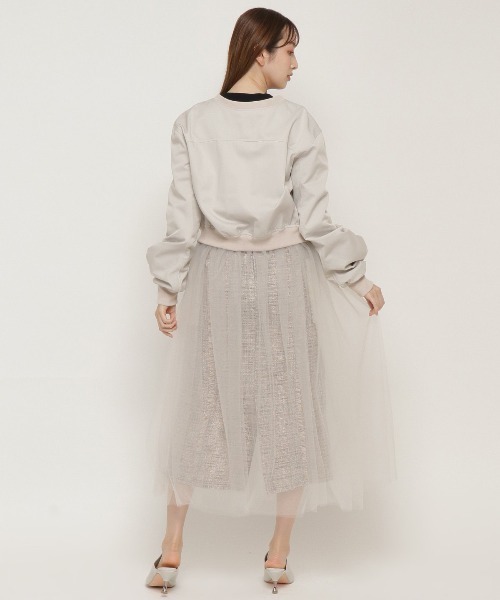 REDYAZEL(レディアゼル)の「チュールボリューム袖MA-1(ブルゾン・レディース・グリーン/ベージュ/ネイビー・FREE)」の16枚目の写真