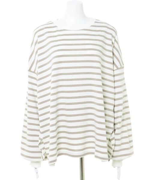 INGNI（イング）の「ボリュームスリーブボーダーTシャツ（Tシャツ/カットソー・レディース・ブラウン系その他/ホワイト系/ホワイト系6・M）」の5枚目の写真