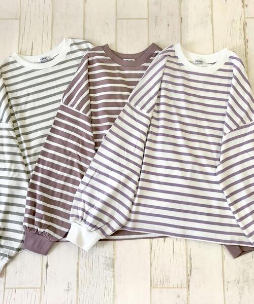 INGNI（イング）の「ボリュームスリーブボーダーTシャツ（Tシャツ/カットソー・レディース・ブラウン系その他/ホワイト系/ホワイト系6・M）」の8枚目の写真