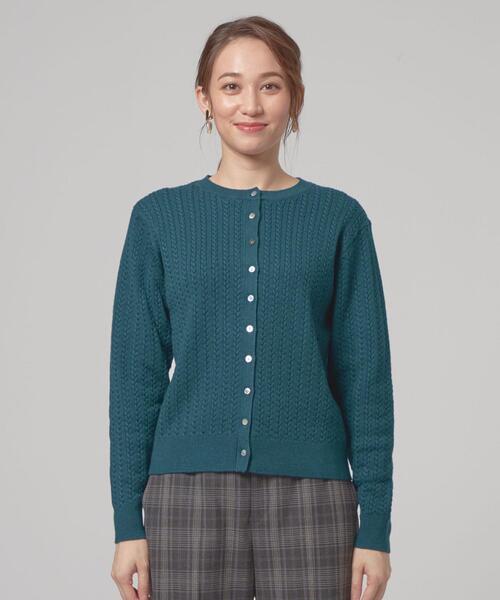 closet story(クローゼットストーリー)の「<closet story>アミジ ショート カーディガン -ウォッシャブル-(カーディガン/ボレロ・レディース・ダークグリーン/ブラック・FREE)」の3枚目の写真