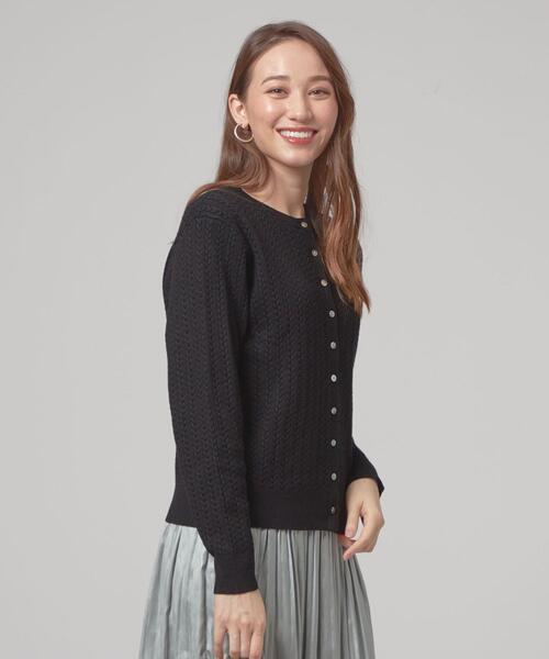 closet story(クローゼットストーリー)の「<closet story>アミジ ショート カーディガン -ウォッシャブル-(カーディガン/ボレロ・レディース・ダークグリーン/ブラック・FREE)」の11枚目の写真