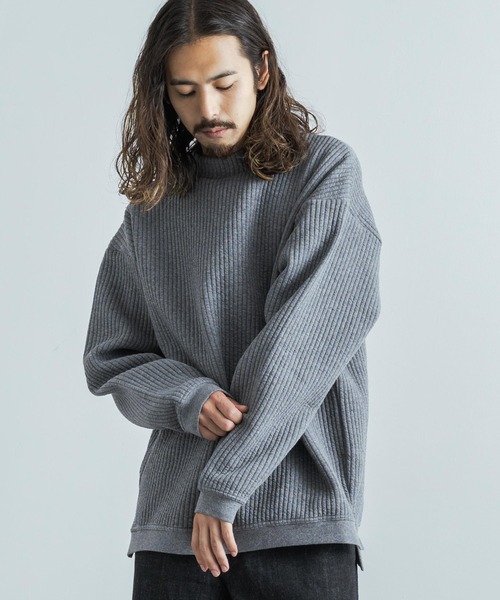 Audience(オーディエンス)の「日本製 ストライプキルトモックネックプルオーバースウェットシャツトレーナー AUD6299(スウェット・メンズ・ブラック/ネイビー/オリーブ/チャコール/ブラック系/オリーブ系・M/XL/L)」の3枚目の写真