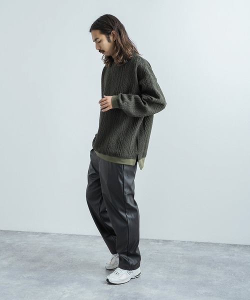 Audience(オーディエンス)の「日本製 ストライプキルトモックネックプルオーバースウェットシャツトレーナー AUD6299(スウェット・メンズ・ブラック/ネイビー/オリーブ/チャコール/ブラック系/オリーブ系・M/XL/L)」の8枚目の写真