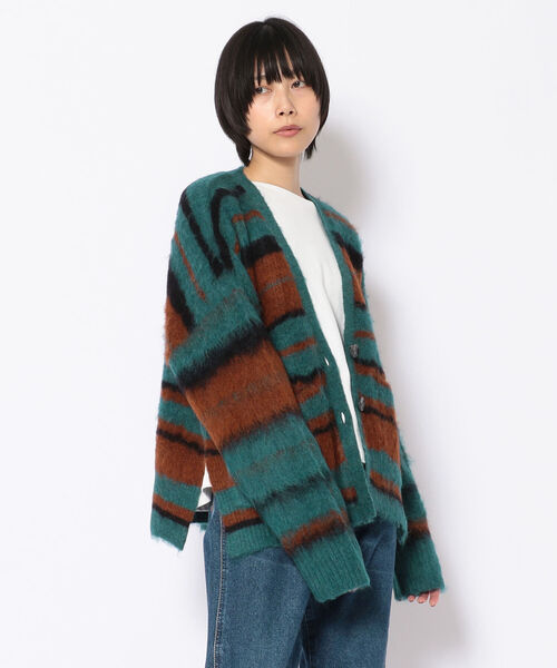 EACH.(イーチ)の「EACH(イーチ) OVERSIZED STRIPE CD(カーディガン/ボレロ・レディース・ブラウン/グリーン・FREE)」の2枚目の写真
