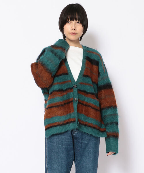 EACH.(イーチ)の「EACH(イーチ) OVERSIZED STRIPE CD(カーディガン/ボレロ・レディース・ブラウン/グリーン・FREE)」の3枚目の写真