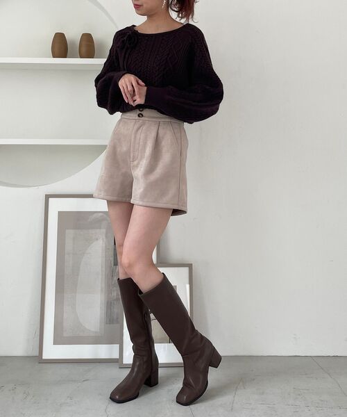 MAJESTIC LEGON（マジェスティックレゴン）の「ハイウエストレディショーパン（その他パンツ・レディース・ブラック/グレイッシュベージュ/ブルー系その他4/アイボリー・MEDIUM）」の18枚目の写真