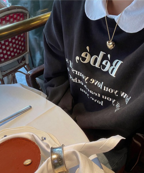 ROOPTOKYO（ループトウキョウ）の「カラーロゴ刺繍スウェットトレーナー（スウェット・レディース・ベージュ/ピンク/ラベンダー/ネイビー/ブラック・FREE）」の2枚目の写真