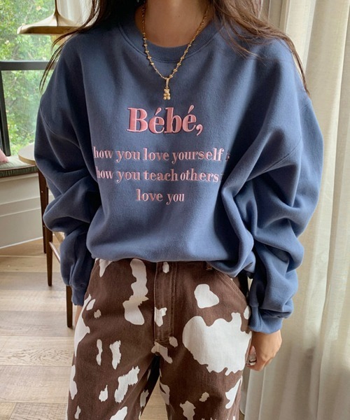 ROOPTOKYO（ループトウキョウ）の「カラーロゴ刺繍スウェットトレーナー（スウェット・レディース・ベージュ/ピンク/ラベンダー/ネイビー/ブラック・FREE）」の16枚目の写真