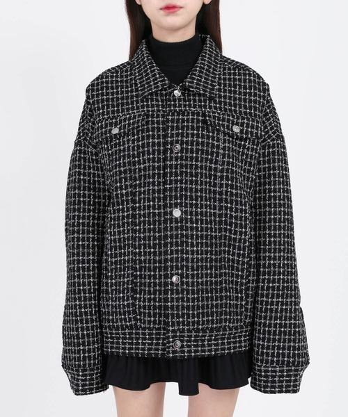 WC（ダブル シー）の「ツイード中綿ジャケット（ブルゾン・レディース・ホワイト/ブラック・FREE）」の8枚目の写真