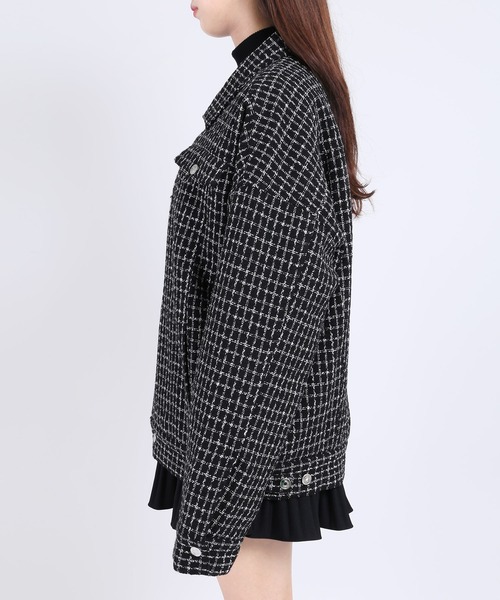 WC（ダブル シー）の「ツイード中綿ジャケット（ブルゾン・レディース・ホワイト/ブラック・FREE）」の9枚目の写真