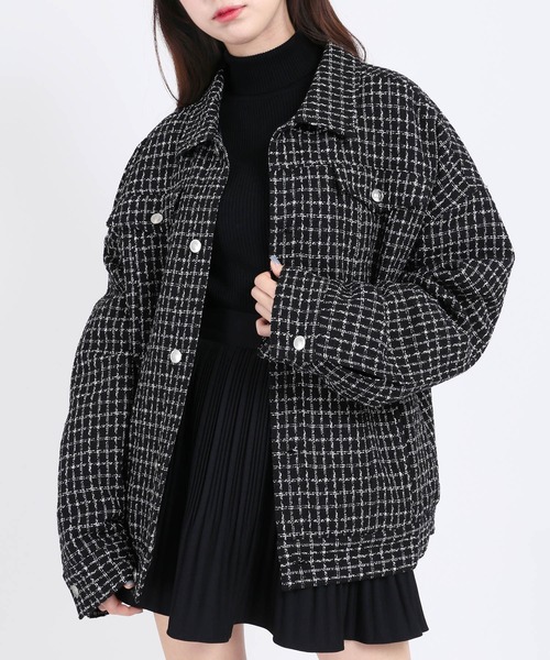 WC（ダブル シー）の「ツイード中綿ジャケット（ブルゾン・レディース・ホワイト/ブラック・FREE）」の7枚目の写真