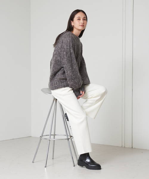 qualite（カリテ）の「リブジャージパンツ（その他パンツ・レディース・オフホワイト/グレイッシュブルー・38/34）」の3枚目の写真