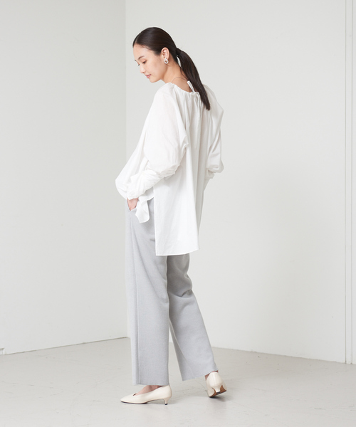 qualite（カリテ）の「リブジャージパンツ（その他パンツ・レディース・オフホワイト/グレイッシュブルー・38/34）」の5枚目の写真