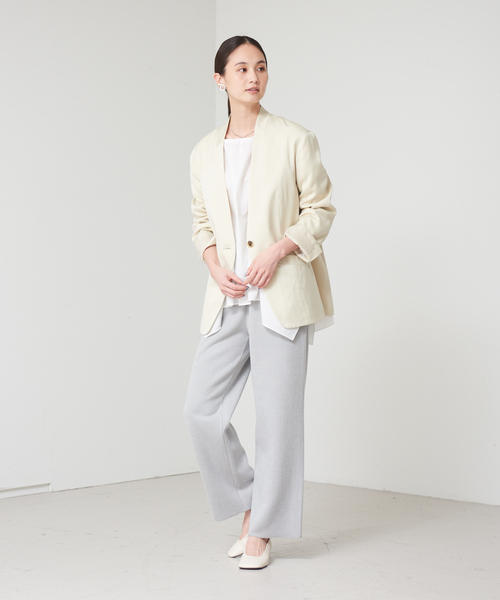 qualite（カリテ）の「リブジャージパンツ（その他パンツ・レディース・オフホワイト/グレイッシュブルー・38/34）」の11枚目の写真