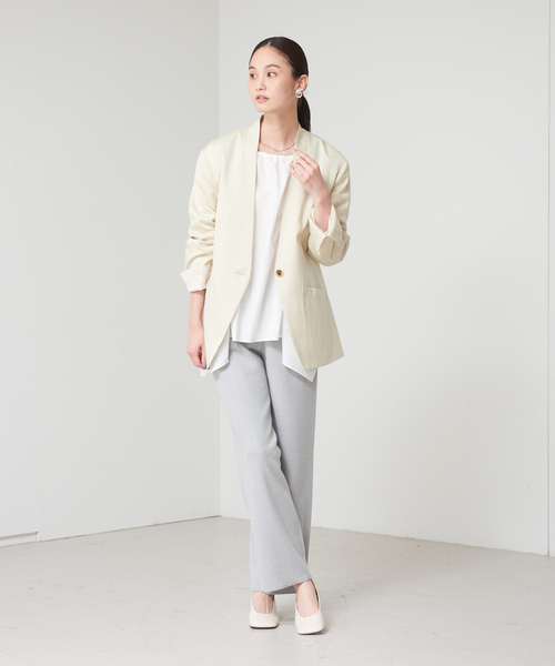 qualite（カリテ）の「リブジャージパンツ（その他パンツ・レディース・オフホワイト/グレイッシュブルー・38/34）」の7枚目の写真