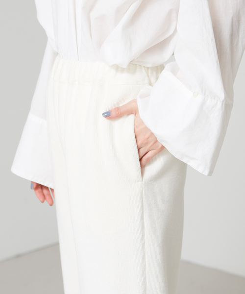 qualite（カリテ）の「リブジャージパンツ（その他パンツ・レディース・オフホワイト/グレイッシュブルー・38/34）」の12枚目の写真