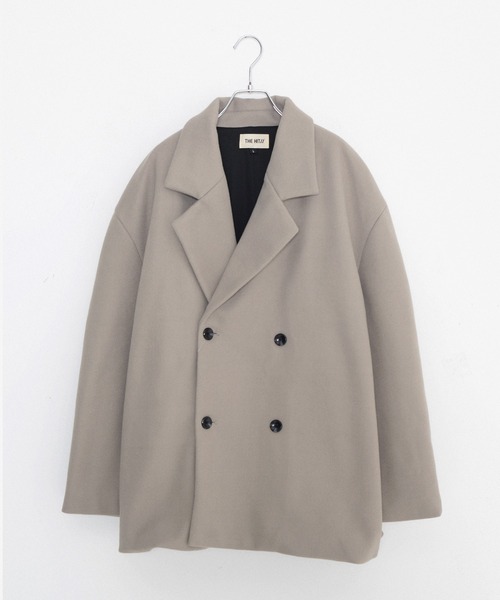The The Hitss ストレッチメルトン オーバーpコート ドルマンスリーブ 静電気軽減 ピーコート オーバーpコート Hitss ヒッツ のファッション ジャケット アウター The 激安アウトレット高評価 の