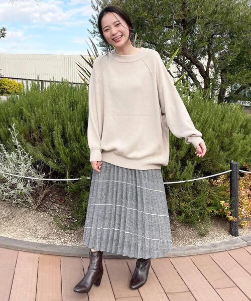 シューラルー SHOO・LA・RUE チェック柄プリーツスカート F 黒