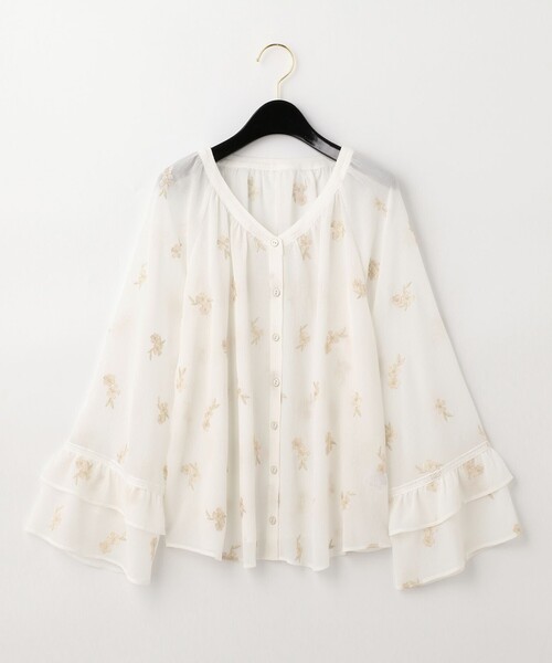 GRACE CONTINENTAL（グレースコンチネンタル）の「楊柳刺繍ブラウス（シャツ/ブラウス・レディース・ホワイト/グリーン・36）」の9枚目の写真
